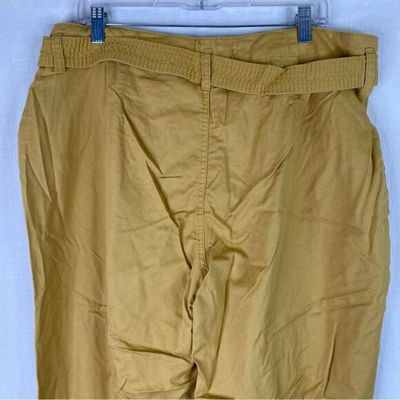 Stitch Star Yellow Mustard Cropped Paper Bag Cuffed Hem Belted Pants 1X - Picture 6 of 9